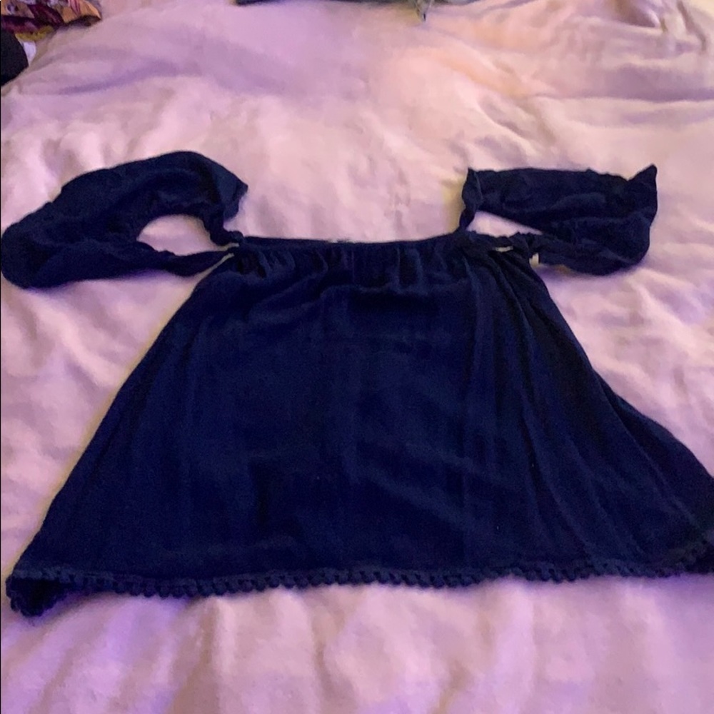 Navy off the shoulder shirt